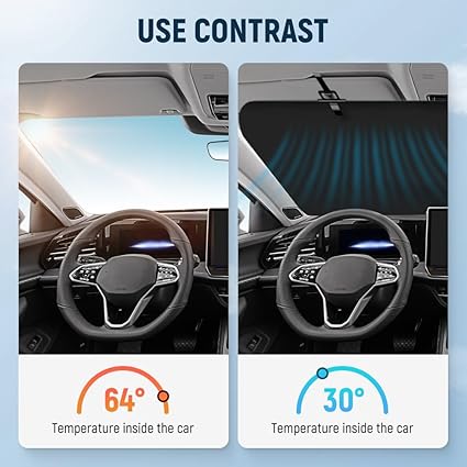 ADAK Automatic Retractable Car Sun Shade, Adjustable Car Sun Shade, Suction Cup Sunshade for Various Models, UV Ray Blocker for Drivers