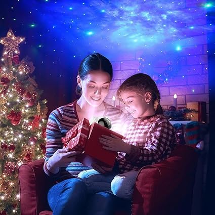 ADAK Remote-Controlled Nebula Rabbit Astronaut Star Projector with Moon Lamp - 7-Color Adjustable Starry Sky and Sitting Moon Lights