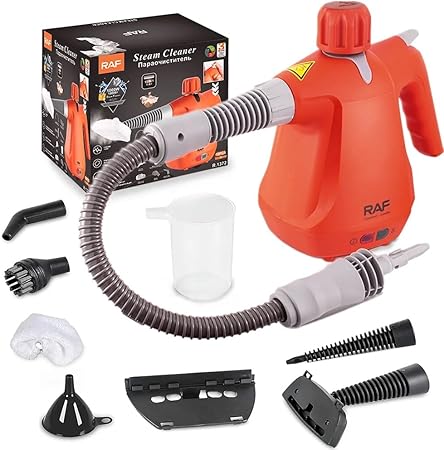 Steam Cleaner 1000W – 350ml Large Tank – 10-in-1 Multi-Purpose Cleaner with Extended Nozzle, Glass Brush, Towel Brush, and Accessories - RAF R.1372