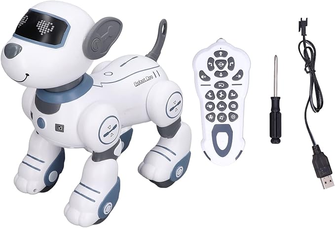 Remote Control Robot Dog Toy, Programmable Interactive & Smart Dancing Robots for Kids 5 and up, RC Stunt Toy Dog with Sound LED Eyes, Electronic Pets Toys Robotic Dogs for Kids Gifts