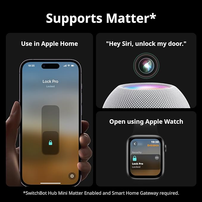 SwitchBot Smart Lock Pro, Keyless Entry Door Lock, Smart Door Lock Front Door, Electronic Smart Deadbolt, Fits Your Existing Deadbolt in Minutes