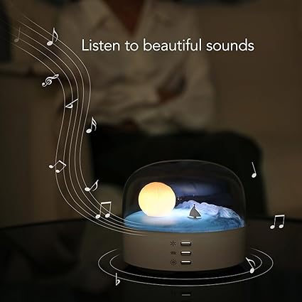 ADAK Moon Landscape Lamp with Bluetooth Speaker - 3D Moon Night Light, Stepless Dimming, Built-in Battery, Cute Table Night Light for Kids and Adults