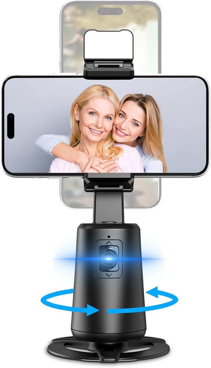 Auto Face Tracking Phone Holder, 360° Rotation Face Body Tracking Tripod, No App Smart Shooting Stand Phone Camera Mount, with Remote Gesture Control Recording, streaming tiktok trend items