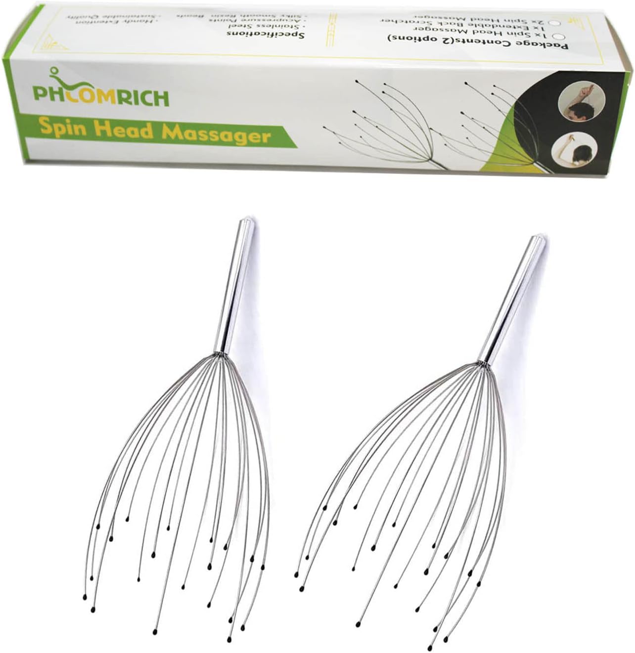 PHCOMRICH Scalp Massagers, 20 Fingers Head Massager, Head Scratcher for Head & Body Relaxing (2 Pack)