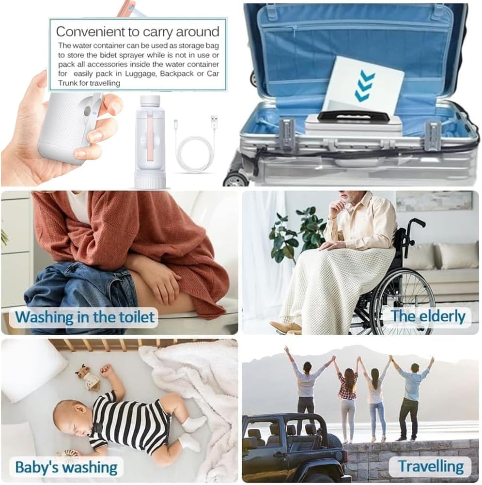 Portable Electric Bidet - Premium Travel Shattaf, Handheld Sprayer for Personal Hygiene - Ideal for Home, Office & Outdoor Use