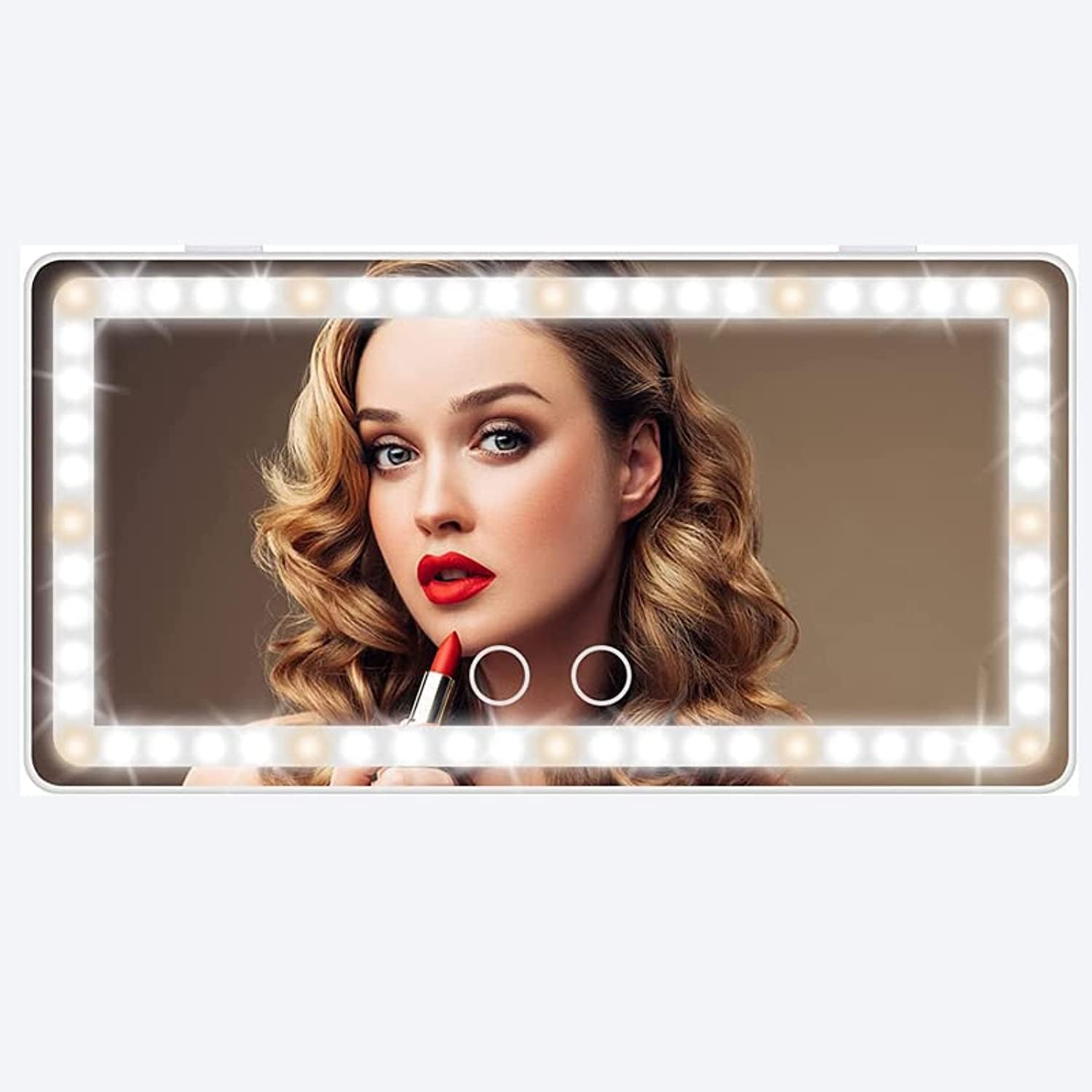 Car Vanity Mirror with LED Light — Rechargeable Auto Makeup Mirror for On-the-Go Touch-Ups