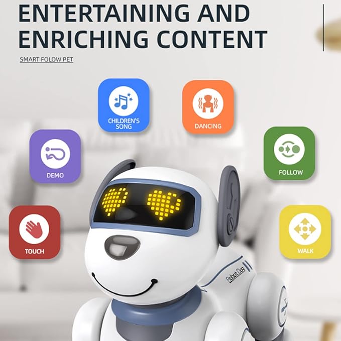 Remote Control Robot Dog Toy, Programmable Interactive & Smart Dancing Robots for Kids 5 and up, RC Stunt Toy Dog with Sound LED Eyes, Electronic Pets Toys Robotic Dogs for Kids Gifts