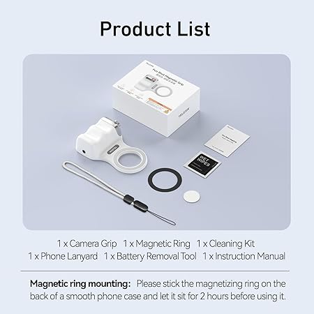 TELESIN Fun Shot Magnetic Grip for iPhone & Android | DSLR Camera Style Shutter Grip with Detachable Wireless Shutter Button