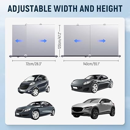 ADAK Automatic Retractable Car Sun Shade, Adjustable Car Sun Shade, Suction Cup Sunshade for Various Models, UV Ray Blocker for Drivers