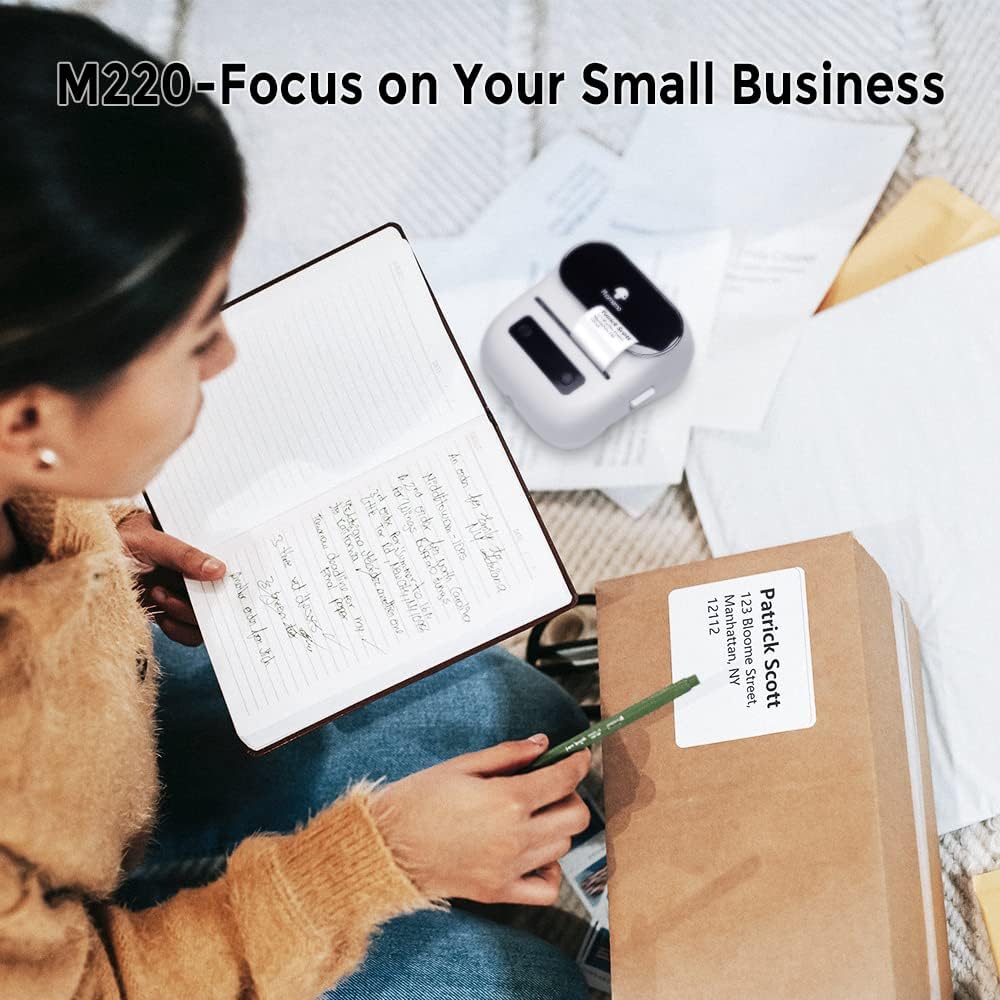 Phomemo Label Maker M220, 3 Inch Barcode Label Maker Printer,Sticker Label Maker Machine for Barcode, Name, Address, Mailing, Small Business, Compatible with Phones&PC, Support Arabic and English