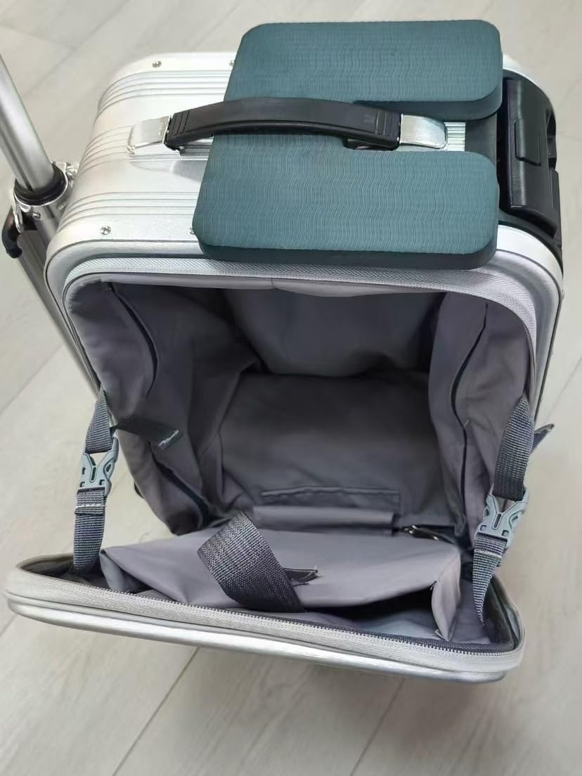 Smart Riding Luggage, 20 inch Boarding Suitcase, Electric Suitcase Scooter with Removable Battery, Load 110Kg, USB Charging Ports, for Adults Travel Storage Case silver