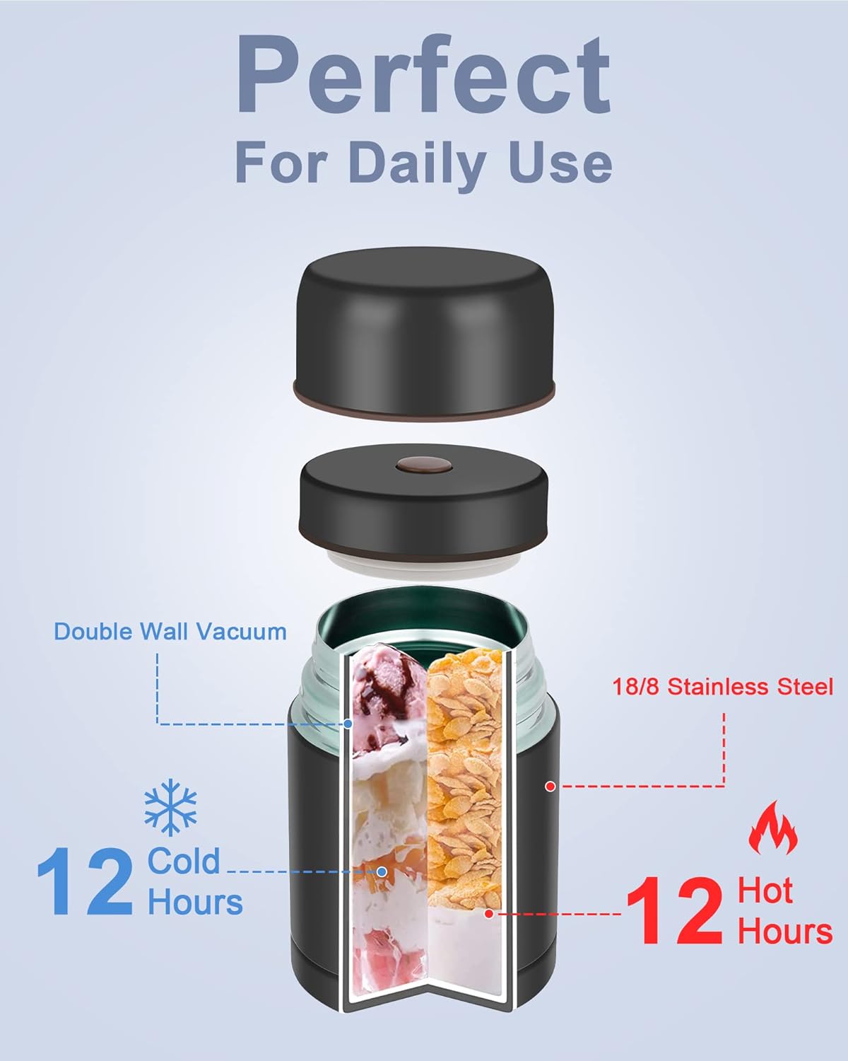 Professional Hiking & Travel Food Jar | Advanced Vacuum Insulation | Anti-Scratch Body & SUS 316 Medical Grade Stainless Steel (800mL)