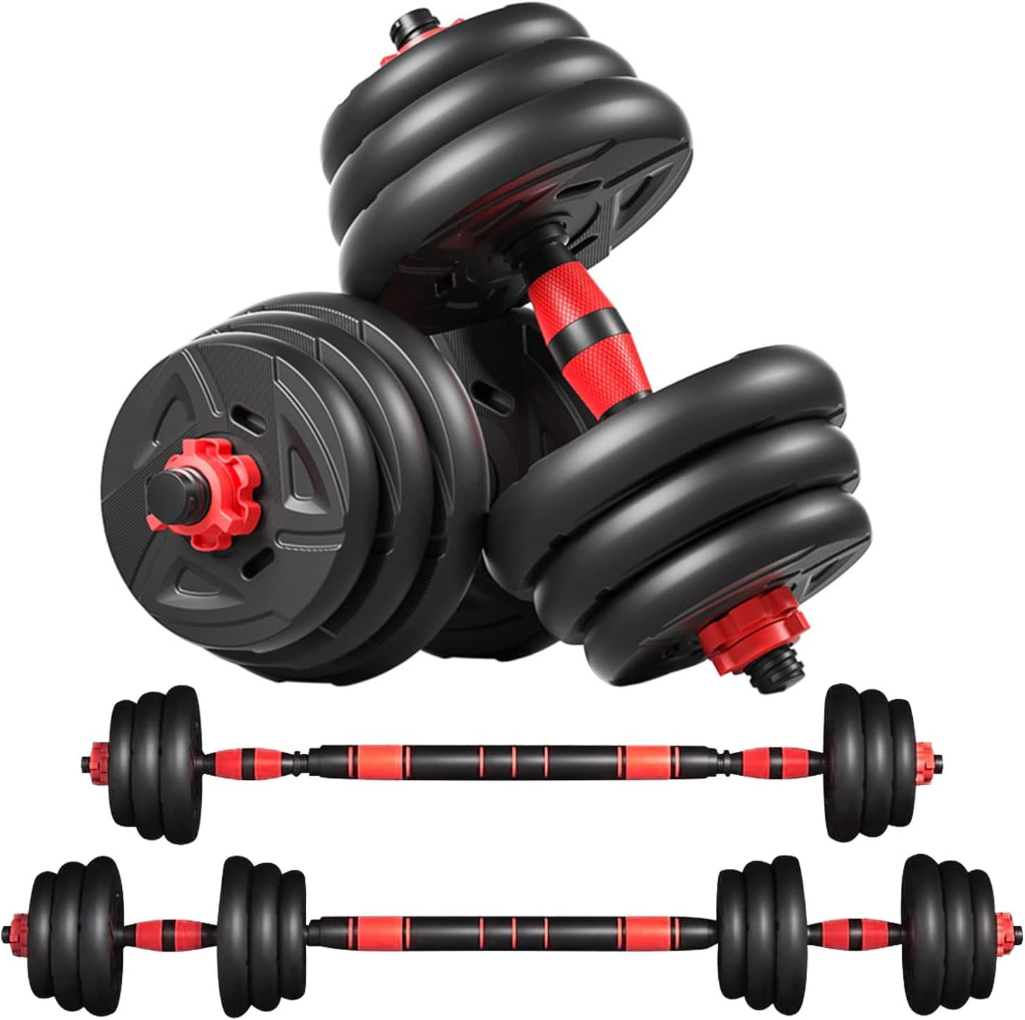 ADAK Weights Dumbbell Barbell Set,3 in 1 Adjustable Weights Dumbbells Set With Connecting Rod,Home Fitness Weight Set Gym Workout Exercise Training for Men Women