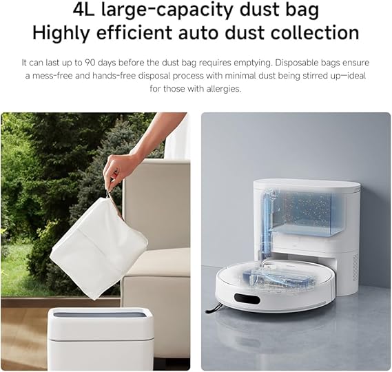 Xiaomi Robot Vacuum H40, 10000Pa powerful suction, LDS Navigation, Smart Mapping, Anti-tangle brush, Auto Dust Emptying, 180min Runtime, Works with Xiaomi Home App, Voice Control