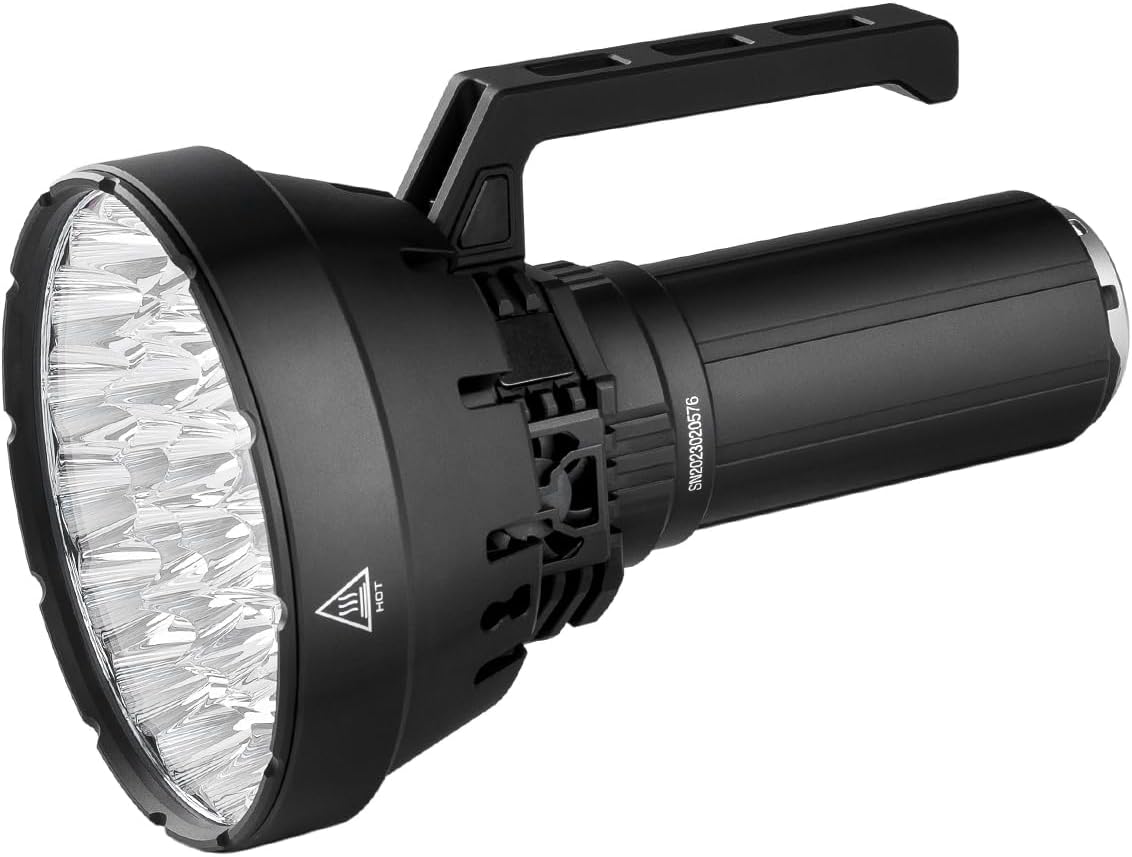 IMALENT SR32 Brightest Flashlight 120000 Lumens, 32 Extremely Bright XHP 50.3 hi LEDs up, PD 100W Fast Charging, OLED display