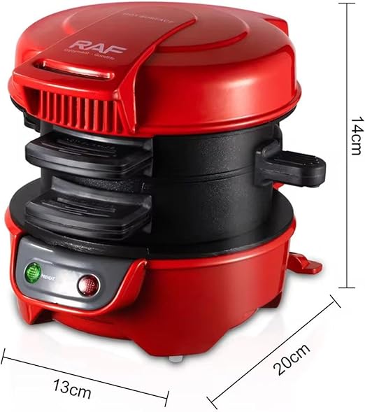 RAF Electric Burger Maker, Non-Stick Hamburger Press, Red and Black