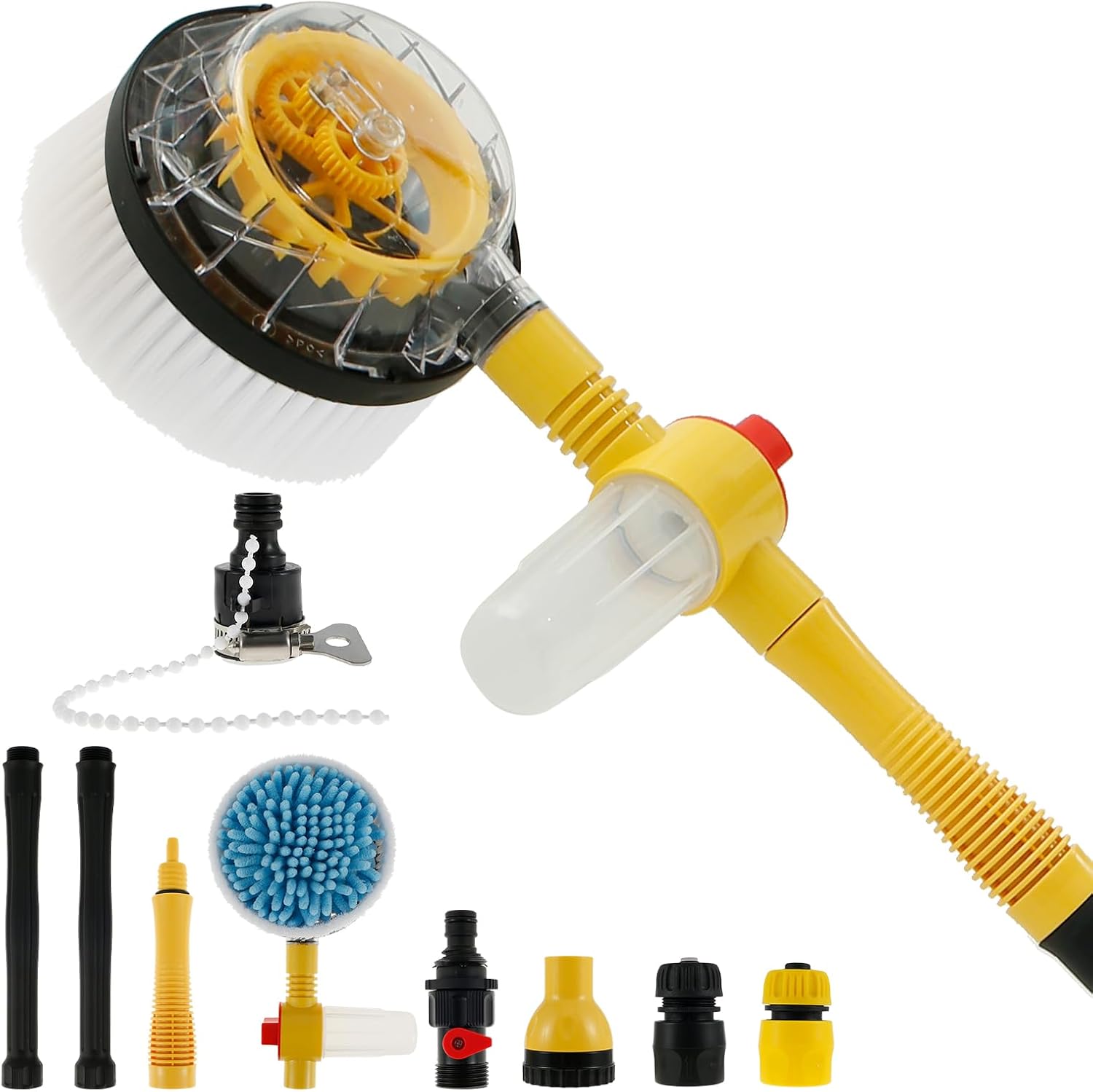 MTFun Car Wash Brush Mop Kit,Multifunctional Automatically Foams Rotating Car Wash Kit 360° Rotating Car Cleaning Brush with Foam Bottle and Long Handle for Cars SUV Garden Home(A)