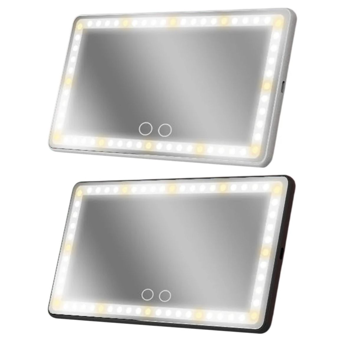 Car Vanity Mirror with LED Light — Rechargeable Auto Makeup Mirror for On-the-Go Touch-Ups