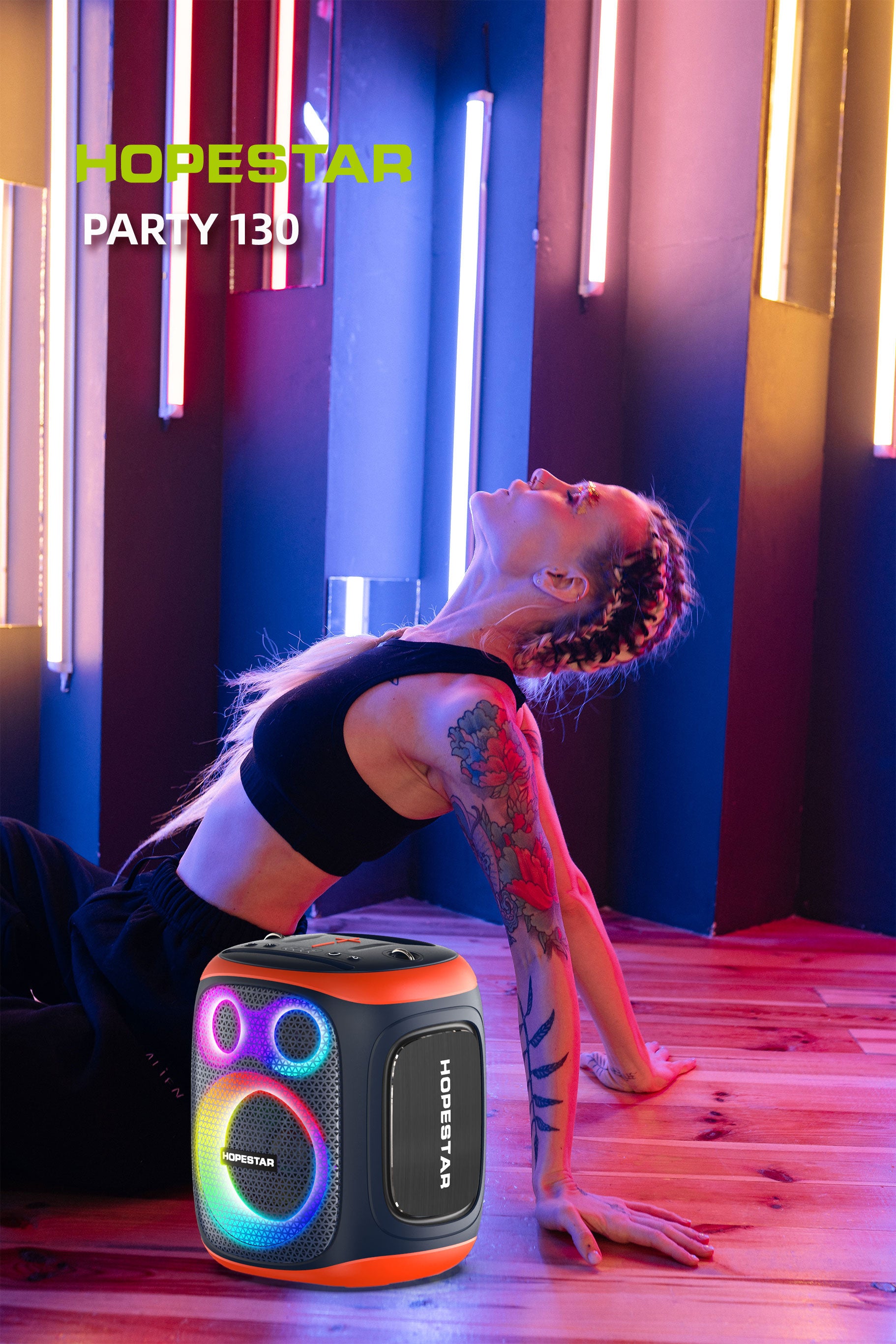 Hopestar Big Outdoor 200W Amplified Speakers, 120W High Power Wireless Portable Speaker with Subwoofer, TF Card Slot, Karaoke, Party130