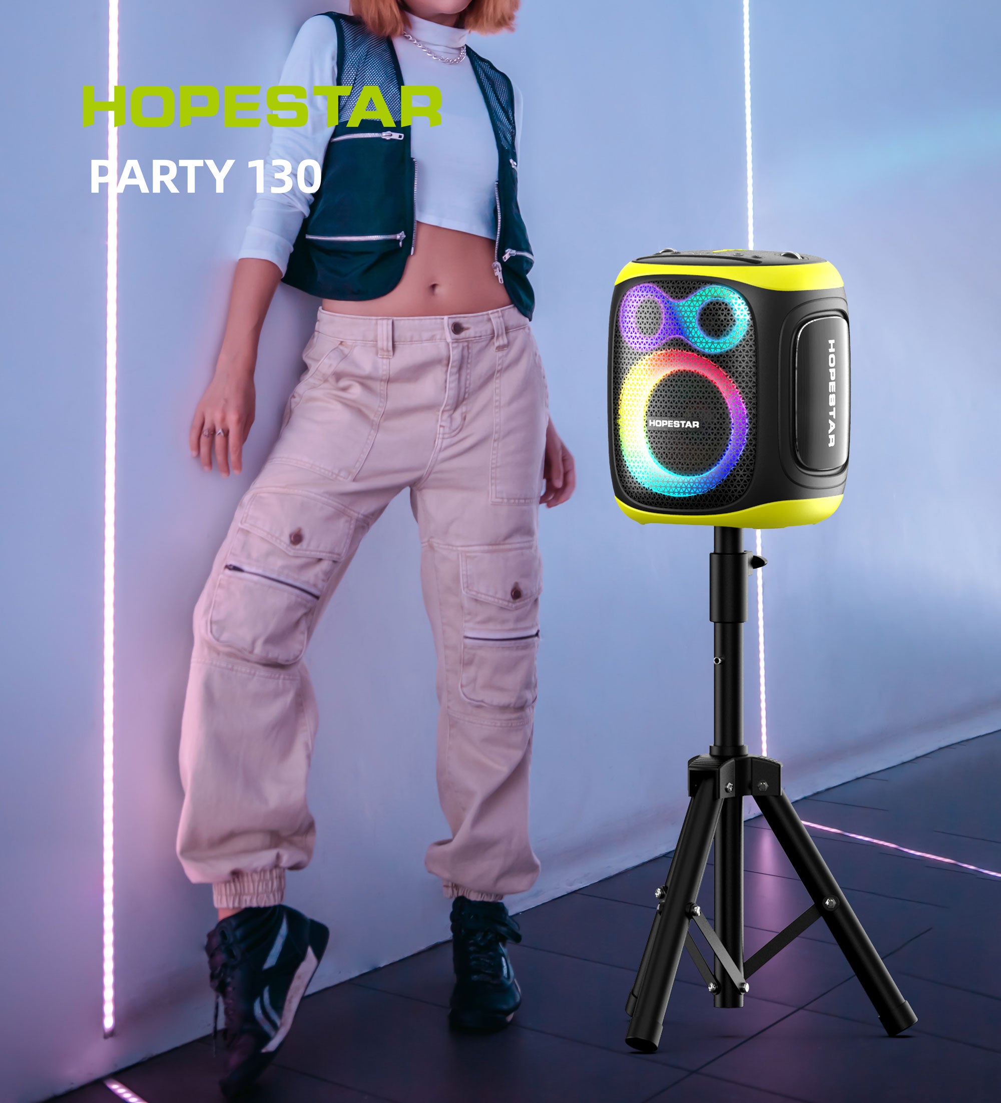 Hopestar Big Outdoor 200W Amplified Speakers, 120W High Power Wireless Portable Speaker with Subwoofer, TF Card Slot, Karaoke, Party130