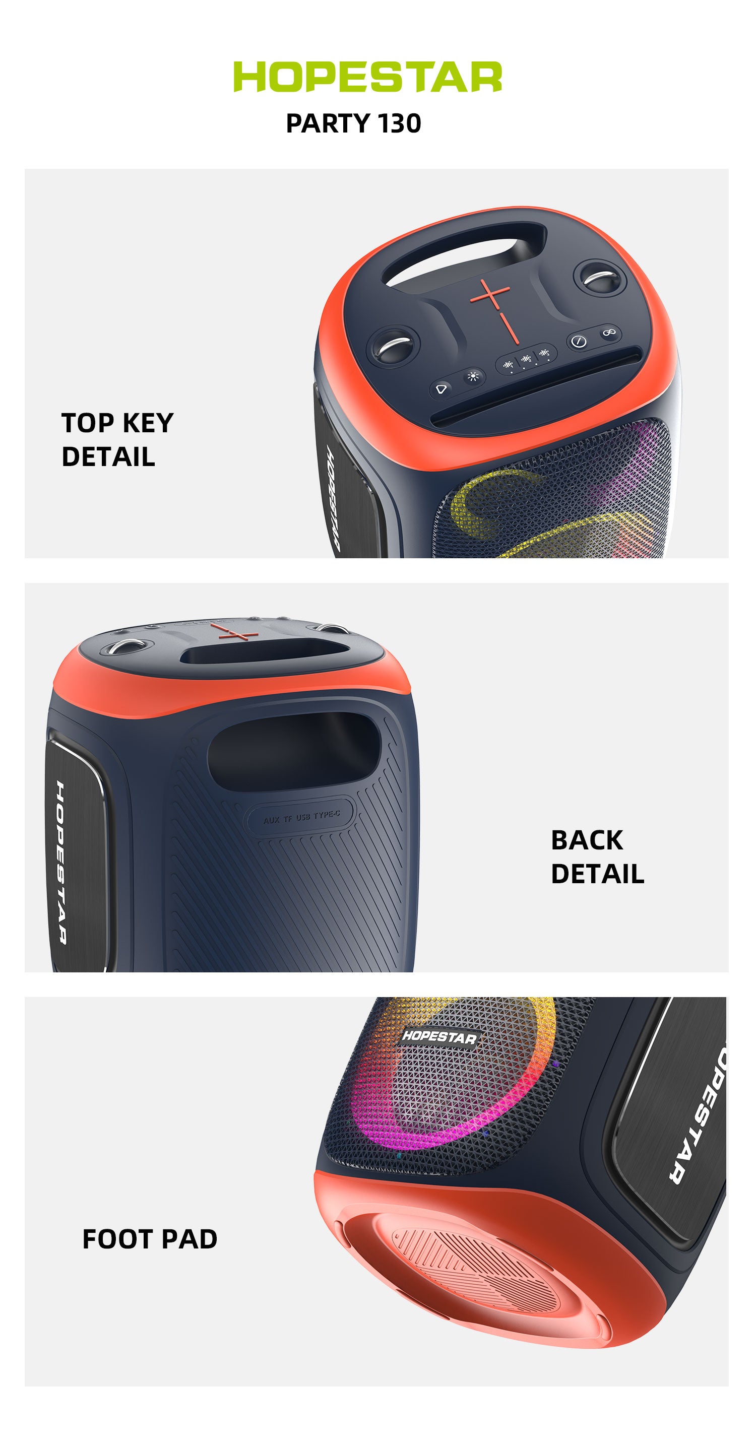 Hopestar Big Outdoor 200W Amplified Speakers, 120W High Power Wireless Portable Speaker with Subwoofer, TF Card Slot, Karaoke, Party130