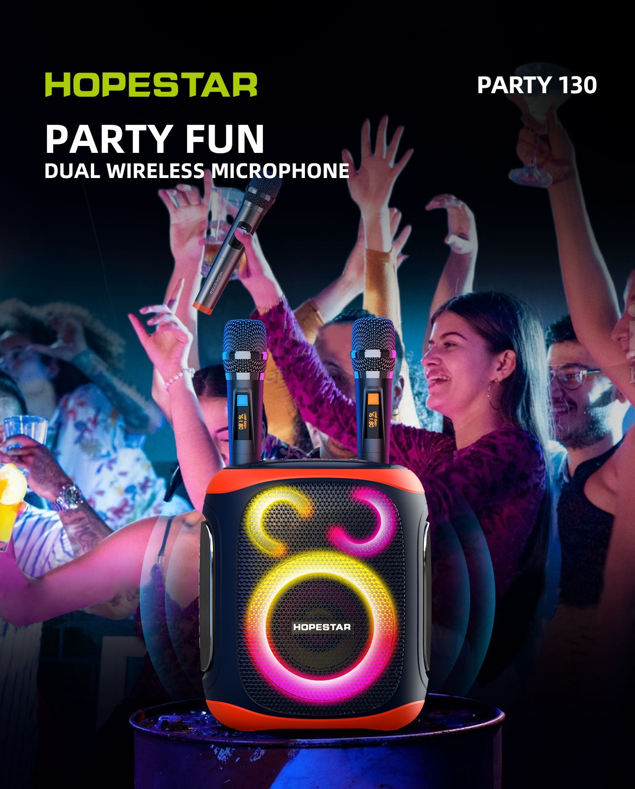 Hopestar Big Outdoor 200W Amplified Speakers, 120W High Power Wireless Portable Speaker with Subwoofer, TF Card Slot, Karaoke, Party130