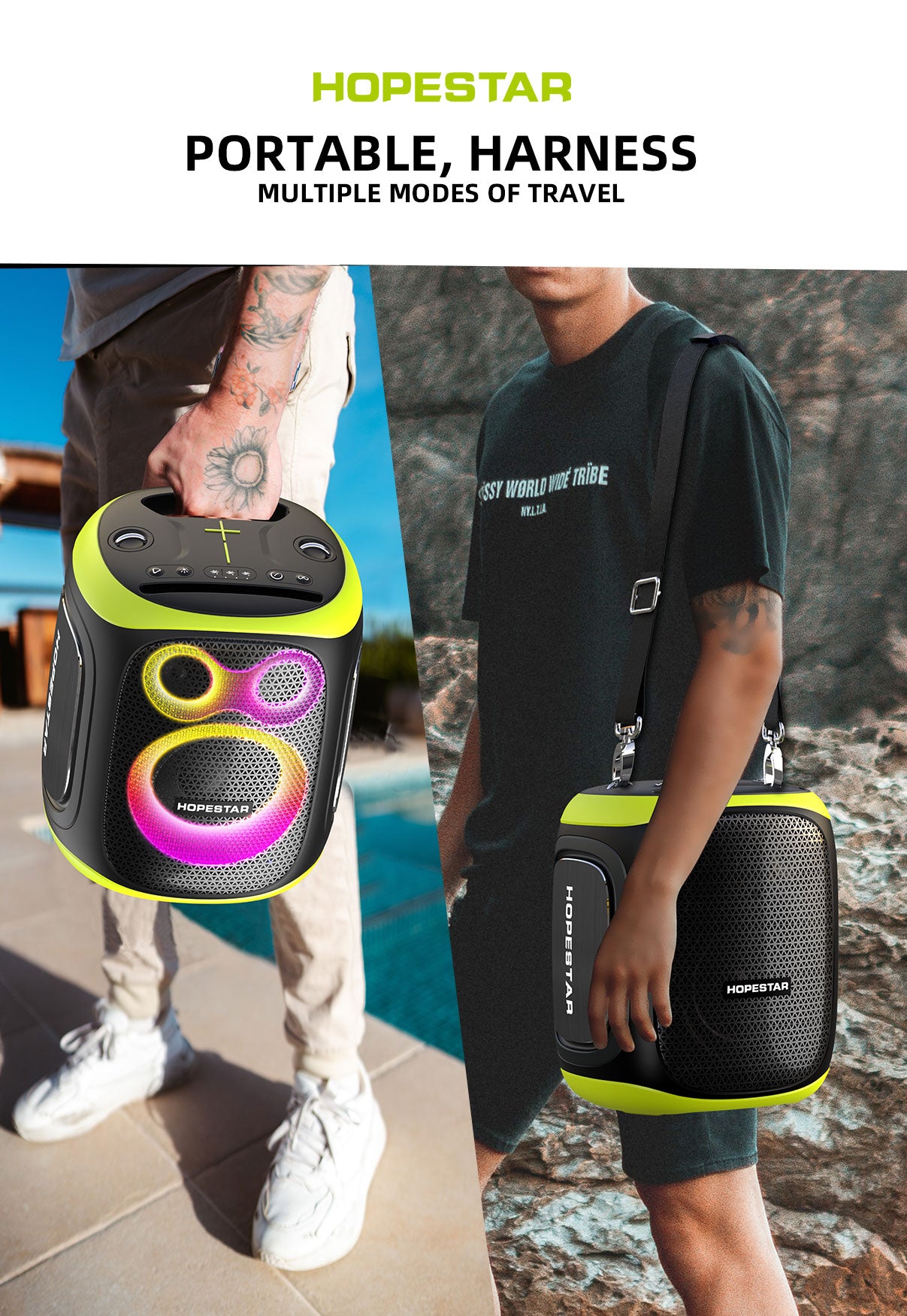 Hopestar Big Outdoor 200W Amplified Speakers, 120W High Power Wireless Portable Speaker with Subwoofer, TF Card Slot, Karaoke, Party130