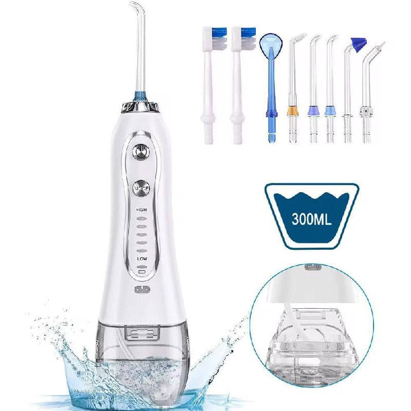 h2ofloss Professional Cordless Water Flosser – Teeth Cleaner with 300ml Tank, 5 Modes & 6 Versatile Tips