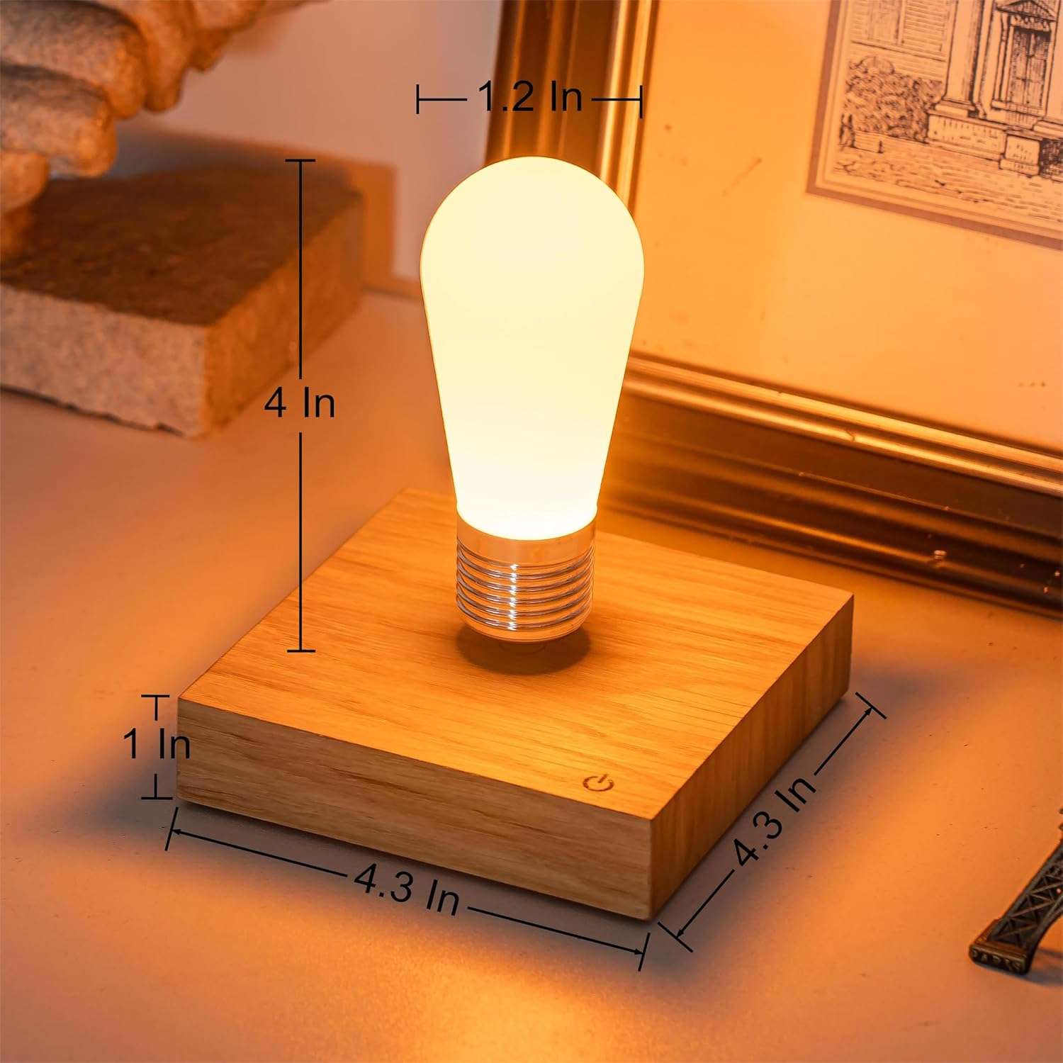 Floating Bulb Lamp Magnetic Levitating 3D printed light bulbs LED Light Desk Lamp Table lamp Night Light, 360 Degree Automatic Rotating Light