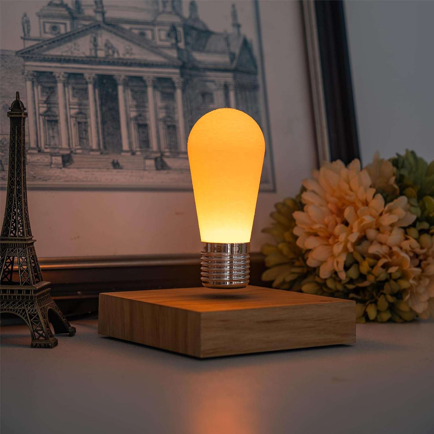 Floating Bulb Lamp Magnetic Levitating 3D printed light bulbs LED Light Desk Lamp Table lamp Night Light, 360 Degree Automatic Rotating Light