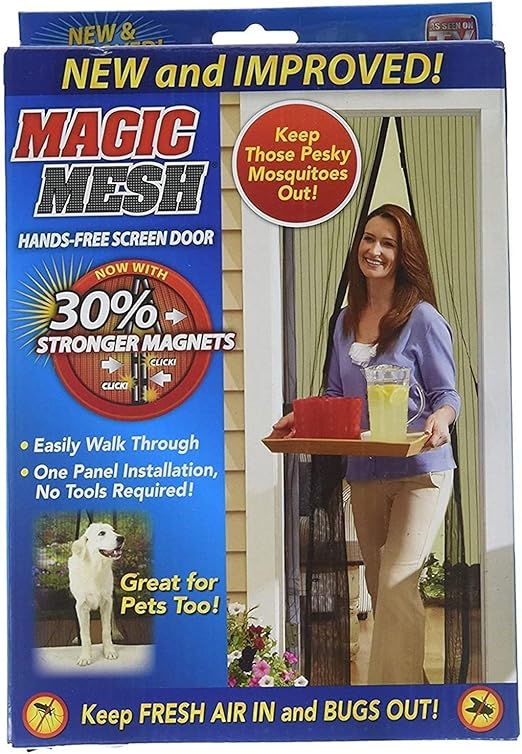 Magic Mesh Instant Screen Door – Hands-Free, Easy Install, Durable Insect Protection with Magnetic Closure for Bug-Free Breezes