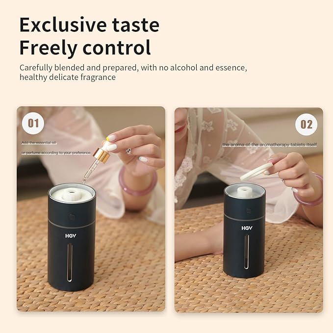 ADAK Smart Car Aromatherapy Diffuser - Fragrance Air Freshener and Humidifier with Color Ambient Light, Essential Oil Diffuser