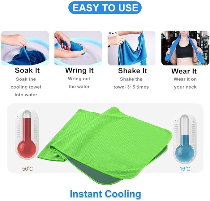 Cooling Towel, Ice Sports Towel for Instant Cooling, Ideal for Yoga, Travel, Golf, Gym, Camping, Fitness