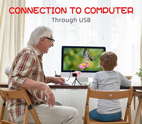 ADAK 2-in-1 Digital Microscope Telescope for Kids - 2" Screen, 720P Camera, Portable Stand & 32GB SD Card Included