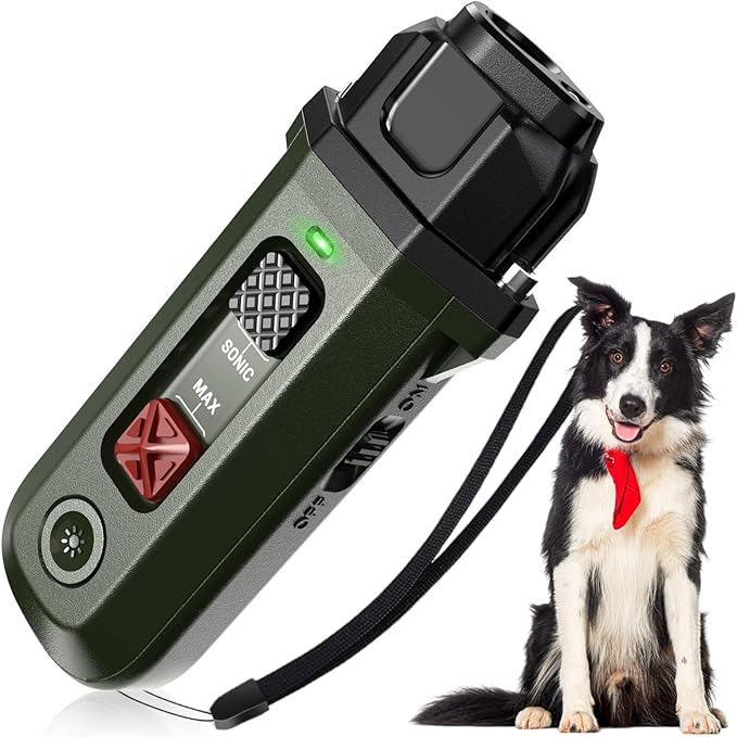 Dog Barking Control Devices – Enhanced Ultrasonic Rechargeable Anti-Barking Device with LED Strobe Light, Handheld Dog