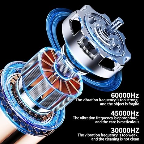 Digital screen ultrasonic cleaning machine - Jewelry makeup brushes glass cleaning machine, 10.1 fl oz capacity, portable wireless charger cleaner - White