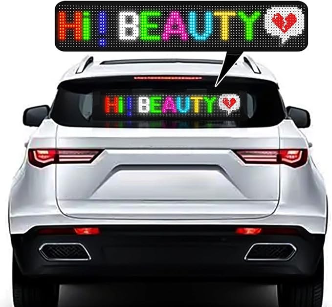 ADAK Flexible LED Car Screen Display - App Controlled Scrolling LED Sign with Custom Text Patterns, Programmable USB LED