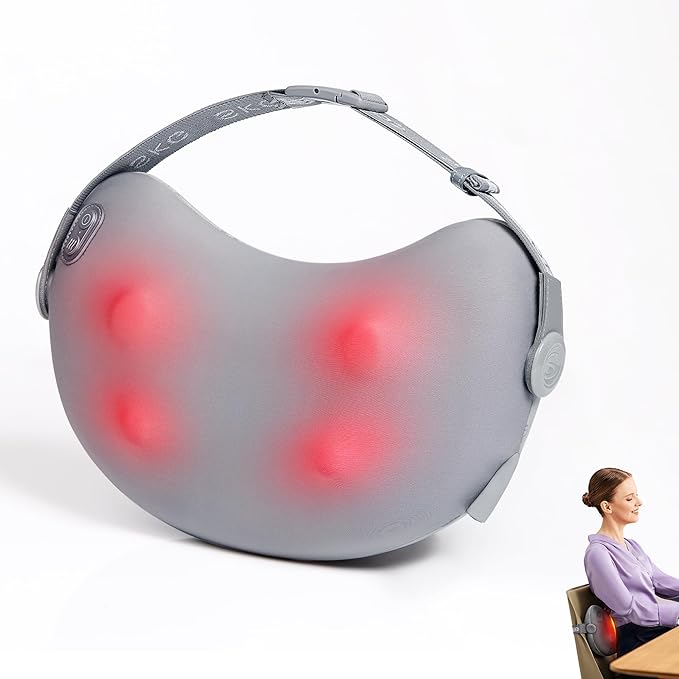 SKG Cordless Back Massager – Portable Deep Tissue Massager with Adjustable Intensity, Heat Function, and Ergonomic Design for Pain Relief and Relaxation