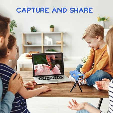 ADAK 2-in-1 Digital Microscope Telescope for Kids - 2" Screen, 720P Camera, Portable Stand & 32GB SD Card Included