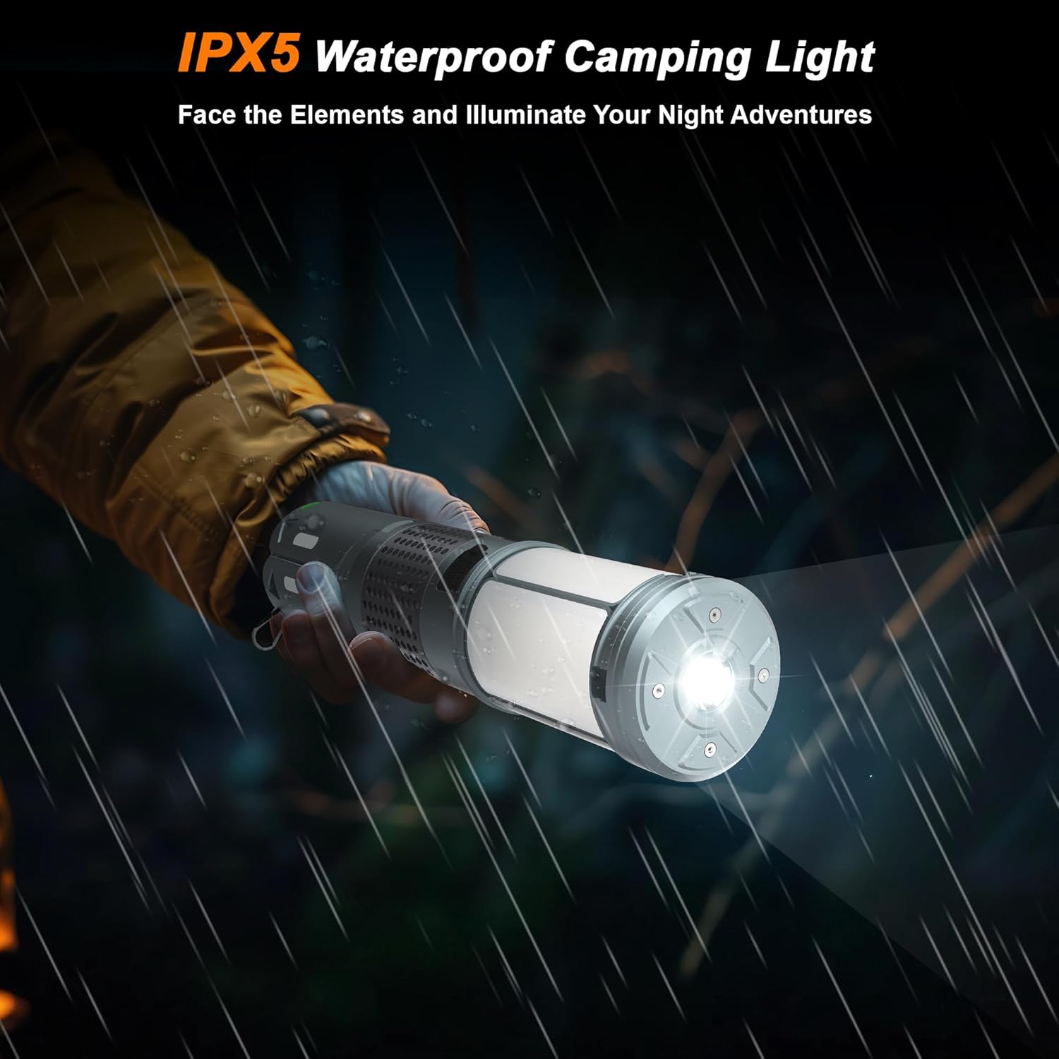 Camping Lights, Rechargeable Telescopic Lights with Stand, 12,000mAh Camping Lanterns and Lights with RGB, Magnetic Base, Portable Lanterns for Camping, Hiking, Emergency