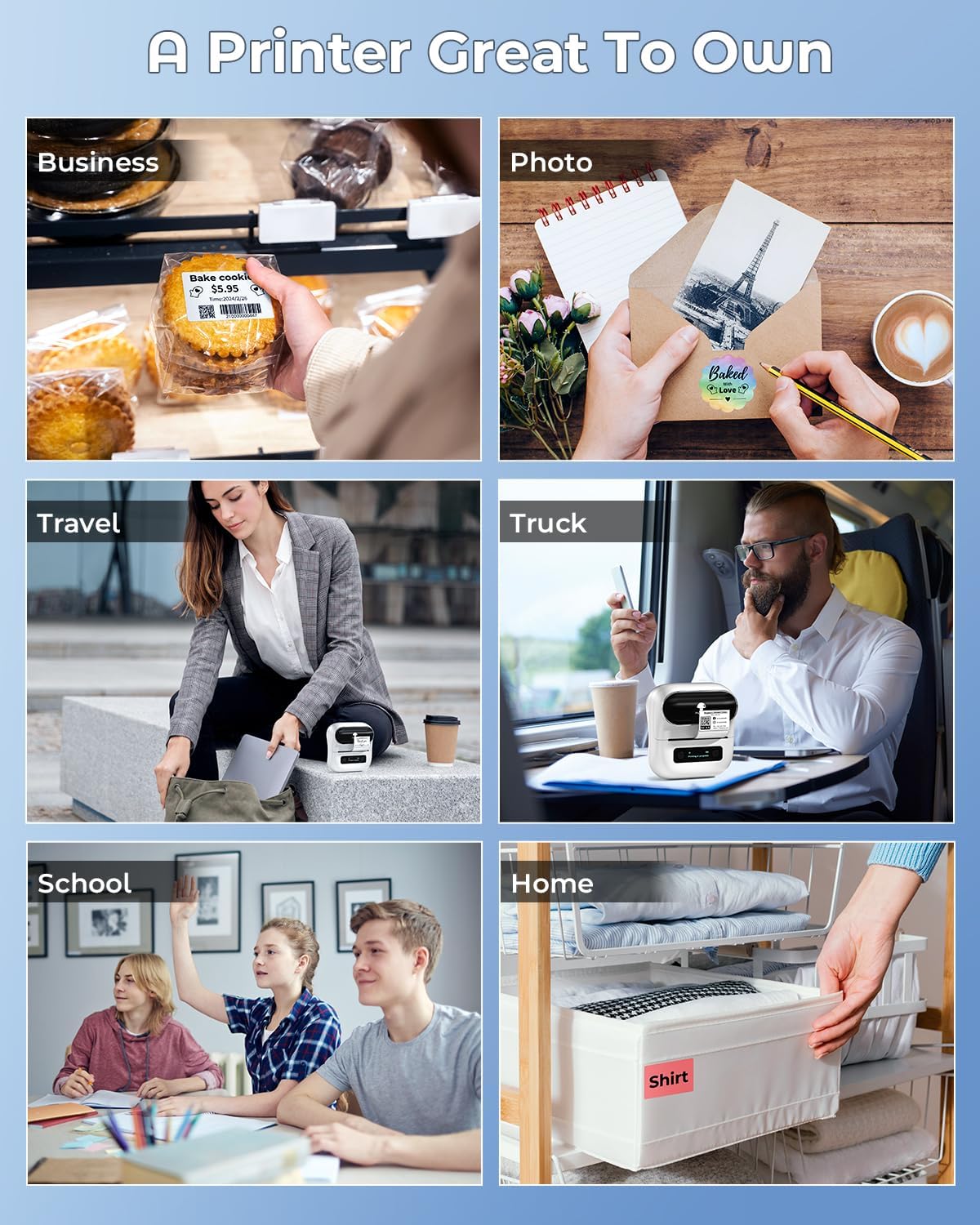 Phomemo Label Maker M220, 3 Inch Barcode Label Maker Printer,Sticker Label Maker Machine for Barcode, Name, Address, Mailing, Small Business, Compatible with Phones&PC, Support Arabic and English