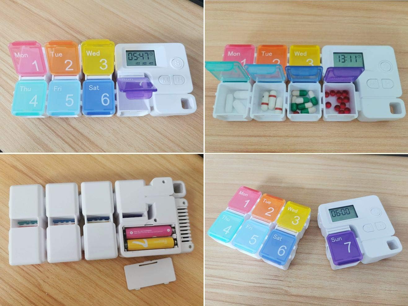 Digital Rainbow Pill Organizer with Alarm Timer; Never Miss a Dose! Smart 7-Day Medication Reminder for Seniors, Athletes, and Travel.