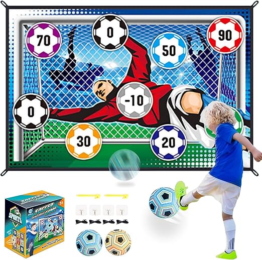Masroo Soccer Ball Game Mat Set, Soccer Ball Indoor Target Toss Party Game, Sports Toys and Gift for Kids Boys Girls for 3 4 5 6 7 8 Year Old Boy Toys Birthday