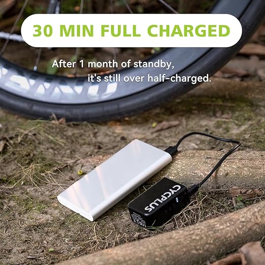 CYCPLUS Tiny Pump Mini Bike Tire Pump with Gauge, Max 120 PSI Electric Bicycle Air Pump, Auto Stop, with Presta and Schrader Valve for E-Bike, AS2PRO