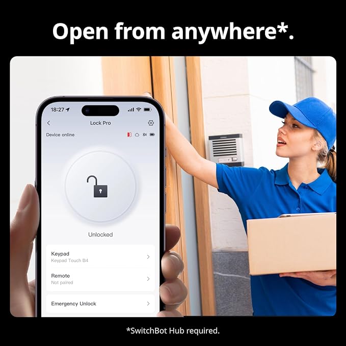 SwitchBot Smart Lock Pro, Keyless Entry Door Lock, Smart Door Lock Front Door, Electronic Smart Deadbolt, Fits Your Existing Deadbolt in Minutes