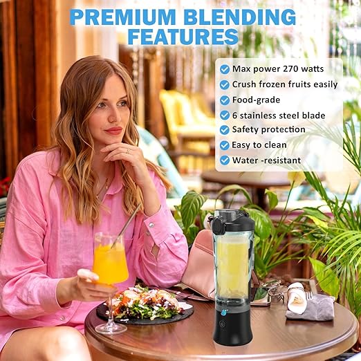 Best 4Vi Portable Blender, Rechargeable Mini Blender For Shakes And Smoothies 20 Oz Mini Blender Cup with Travel and USB Rechargeable