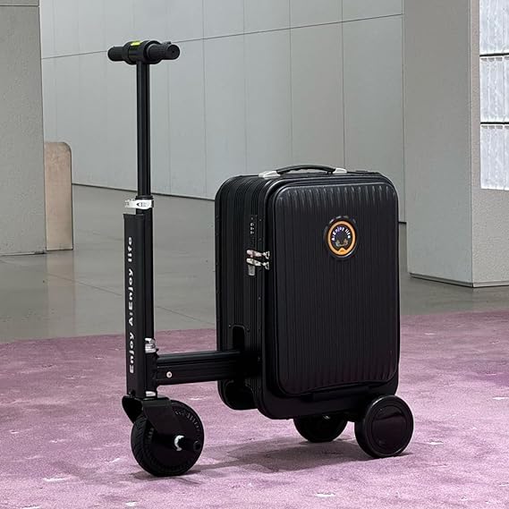 Smart Riding Luggage, 20 inch Boarding Suitcase, Electric Suitcase Scooter with Removable Battery, Load 110Kg, USB Charging Ports, for Adults Travel Storage Case silver