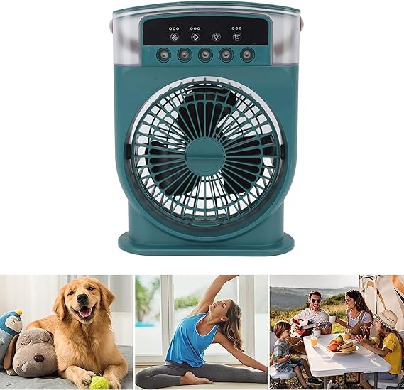 Portable Air Conditioner, Personal Desk Misting Humidifier Fan with Timer, Adjustable 600ml USB Rechargeable Mini Evaporative Cooler