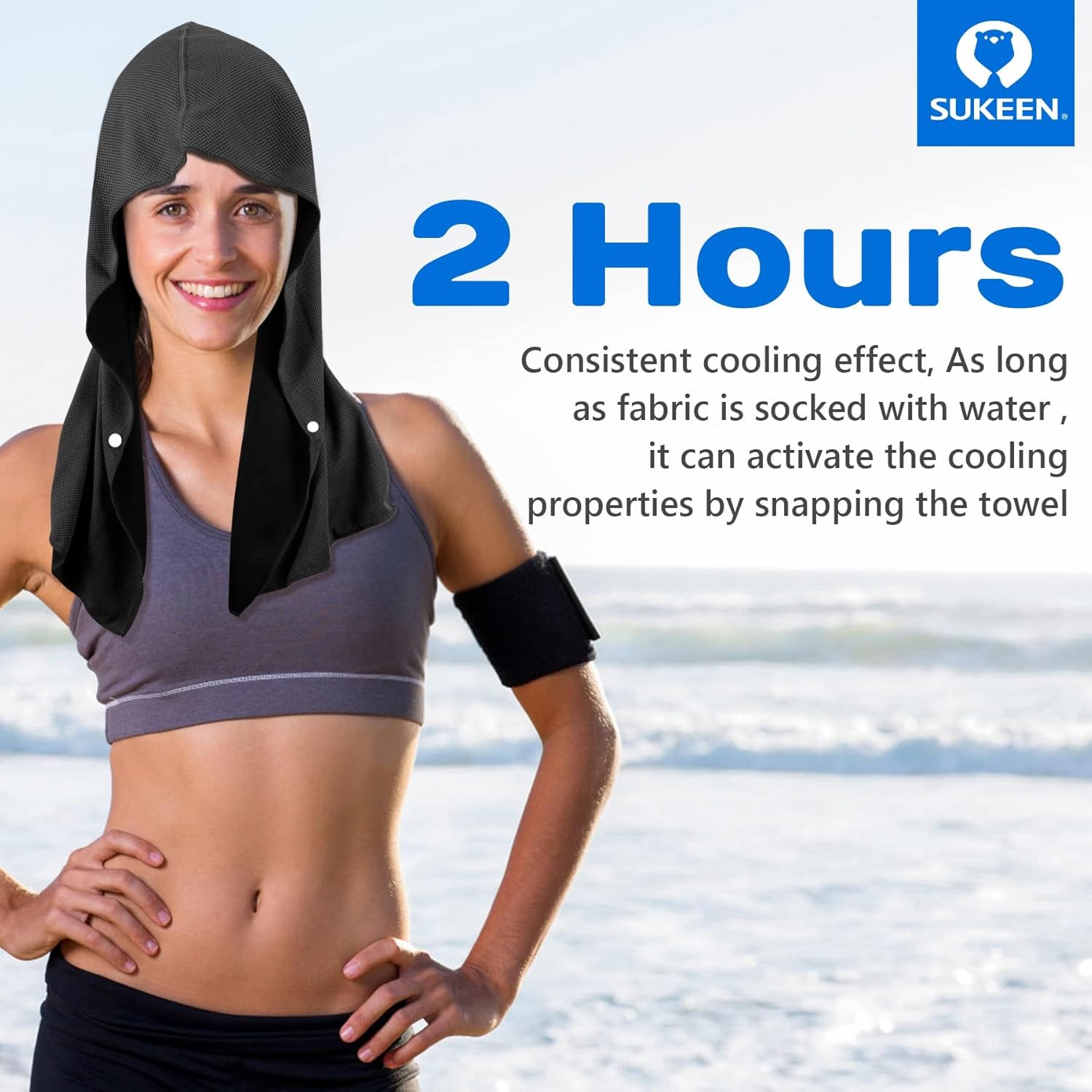 Sukeen Cooling Hoodie Towel, Absorbent Quick-Drying Cooling Towels for Neck and Face, UV Sun Protection Cooling Neck Wraps Sport Head Cooling Towel Hot Weather