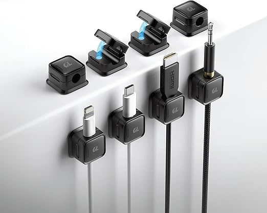 Green Lion Magnetic Clip Cable Organizer 10 PCS/SET, Strong Adhesive, ABS Material - Black